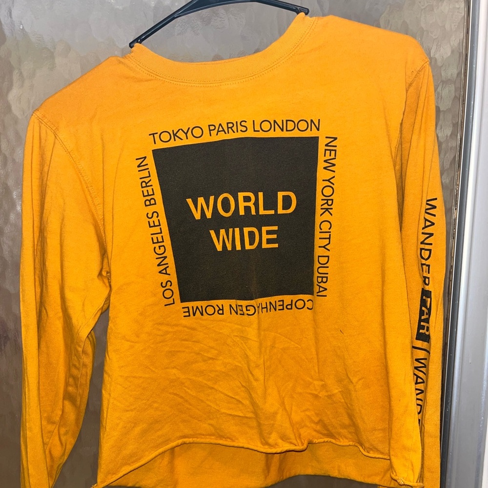 Yellow World Wide Long Sleeve Shirt from Target. Size SM. - Picture 1 of 2
